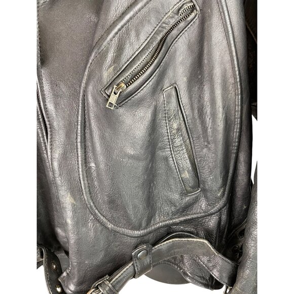 Vulcan Motorcycles Ripples Black Belted Lined Motorcycle Jacket Mens Size Large - Picture 7 of 16